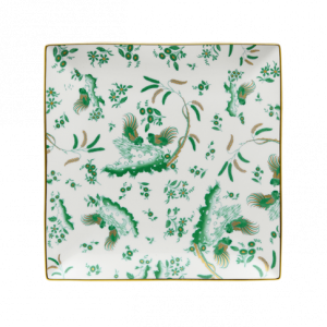 Ginori Oro Di Doccia Green Vide Poche Squared Plate- 12"